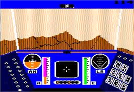 In game image of Rescue on Fractalus on the Apple II.