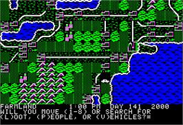 In game image of Roadwar 2000 on the Apple II.