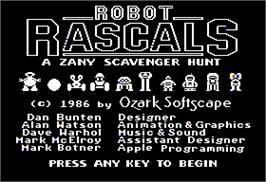 In game image of Robot Rascals on the Apple II.