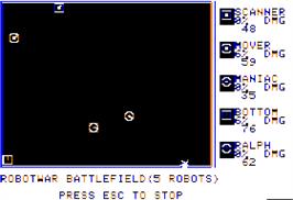 In game image of Robot War on the Apple II.