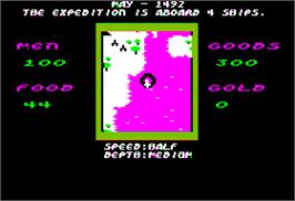 In game image of Seven Cities of Gold on the Apple II.