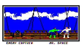 In game image of Sid Meier's Pirates on the Apple II.