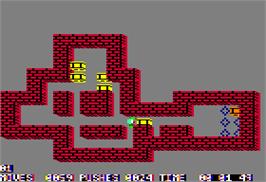 In game image of Sokoban on the Apple II.