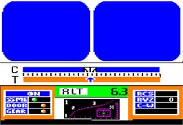 In game image of Space Shuttle: A Journey into Space on the Apple II.