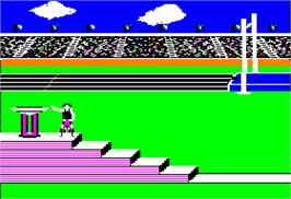 In game image of Summer Games on the Apple II.