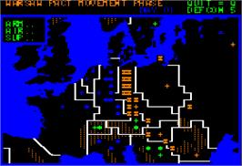 In game image of Theatre Europe on the Apple II.