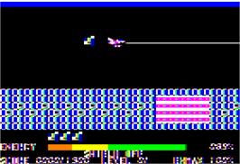 In game image of Thexder on the Apple II.