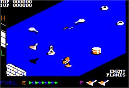 In game image of Zaxxon on the Apple II.