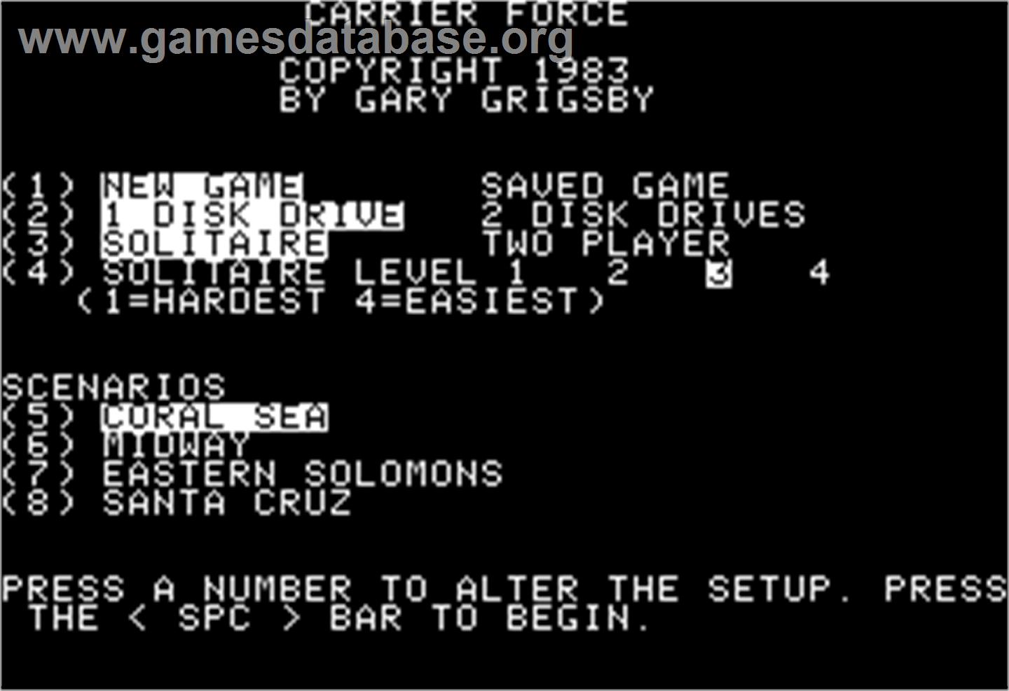 Carrier Force - Apple II - Artwork - In Game