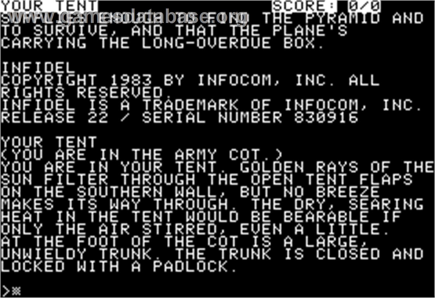 Infidel - Apple II - Artwork - In Game