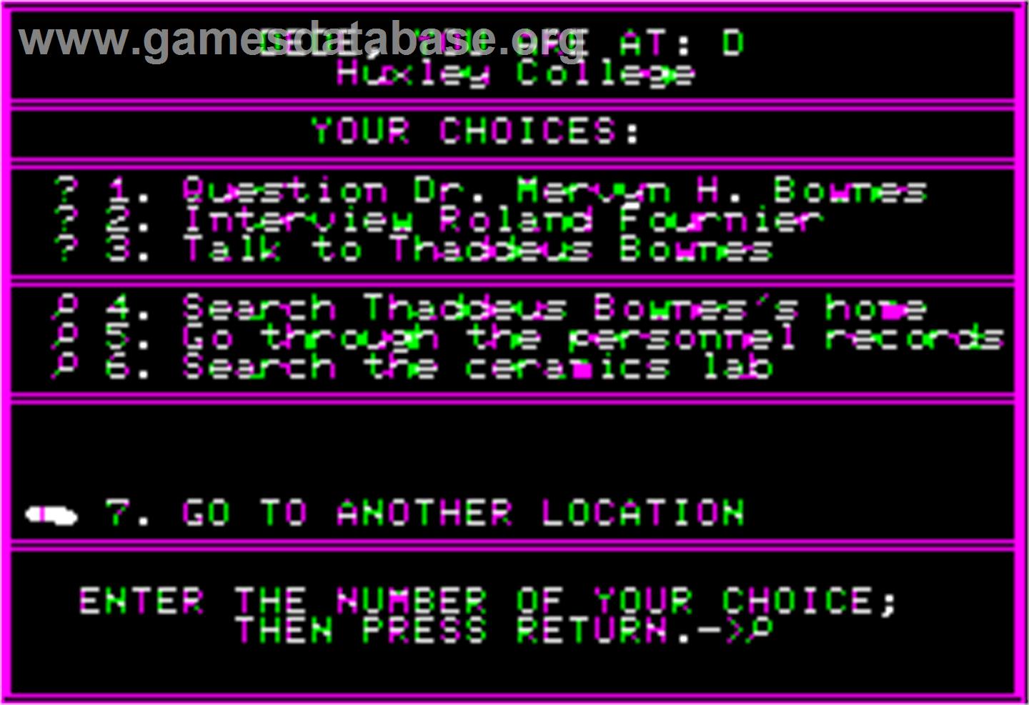 Mystery Master: Felony - Apple II - Artwork - In Game