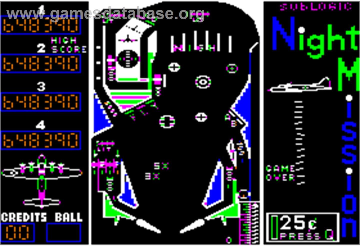 Night Mission Pinball - Apple II - Artwork - In Game