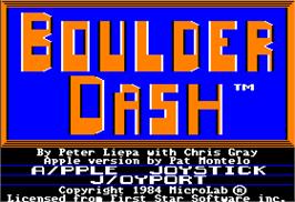Title screen of Boulder Dash on the Apple II.
