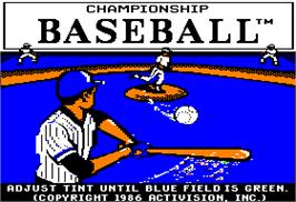 Title screen of Championship Baseball on the Apple II.