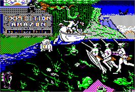 Title screen of Expedition Amazon on the Apple II.