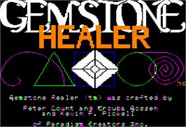 Title screen of Gemstone Healer on the Apple II.