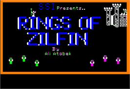 Title screen of Rings of Zilfin on the Apple II.