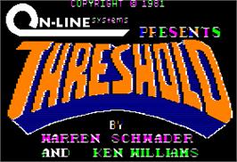 Title screen of Threshold on the Apple II.