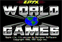 Title screen of World Games on the Apple II.