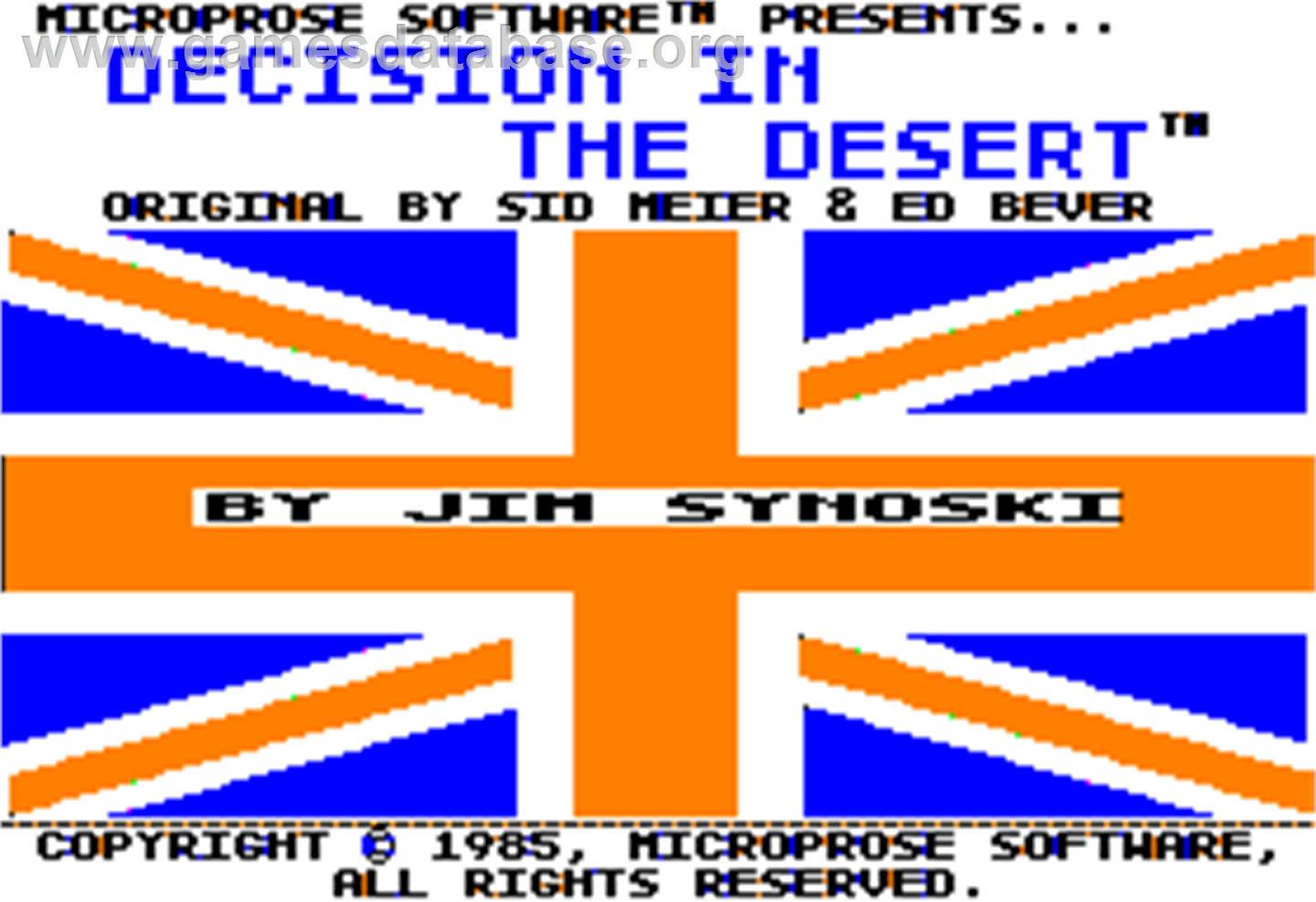 Decision in the Desert - Apple II - Artwork - Title Screen