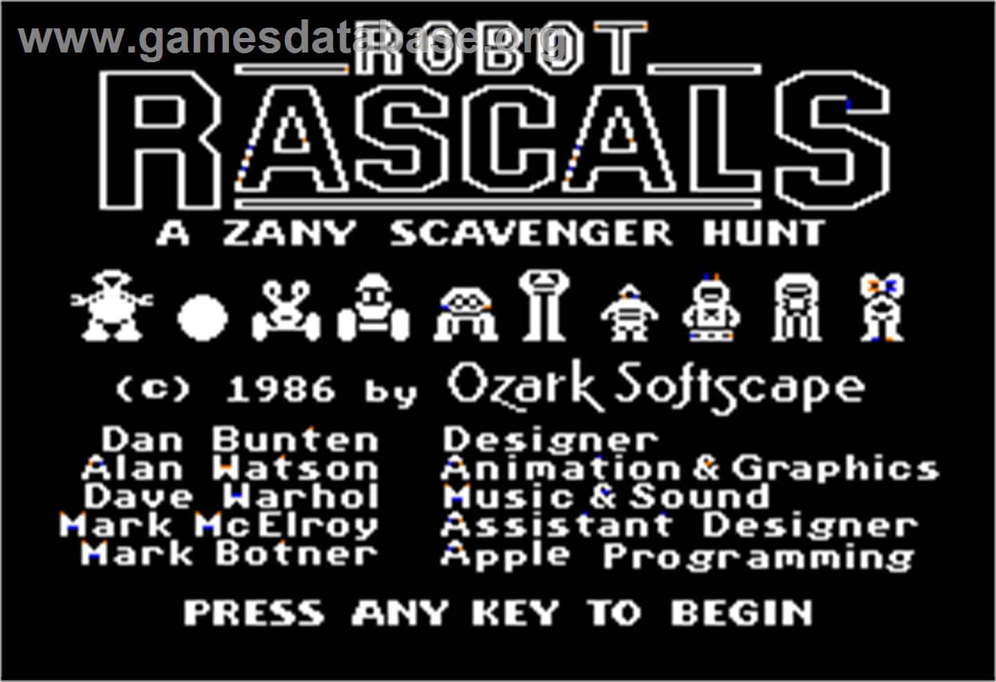 Robot Rascals - Apple II - Artwork - Title Screen