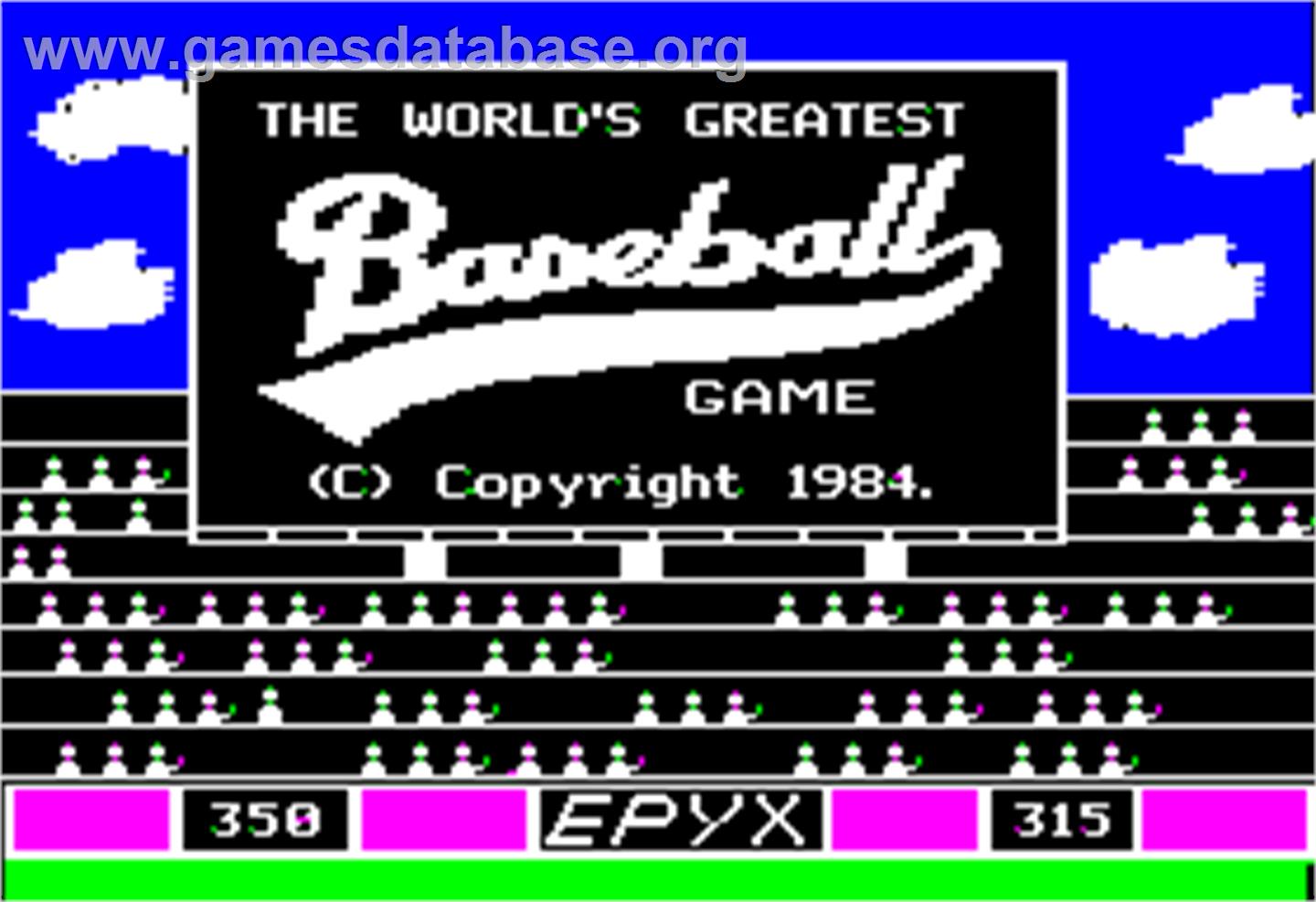 World's Greatest Baseball Game - Apple II - Artwork - Title Screen