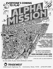Advert for Alpha Mission on the Arcade.