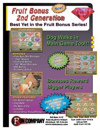 Advert for Fruit Bonus 2nd Generation on the Arcade.