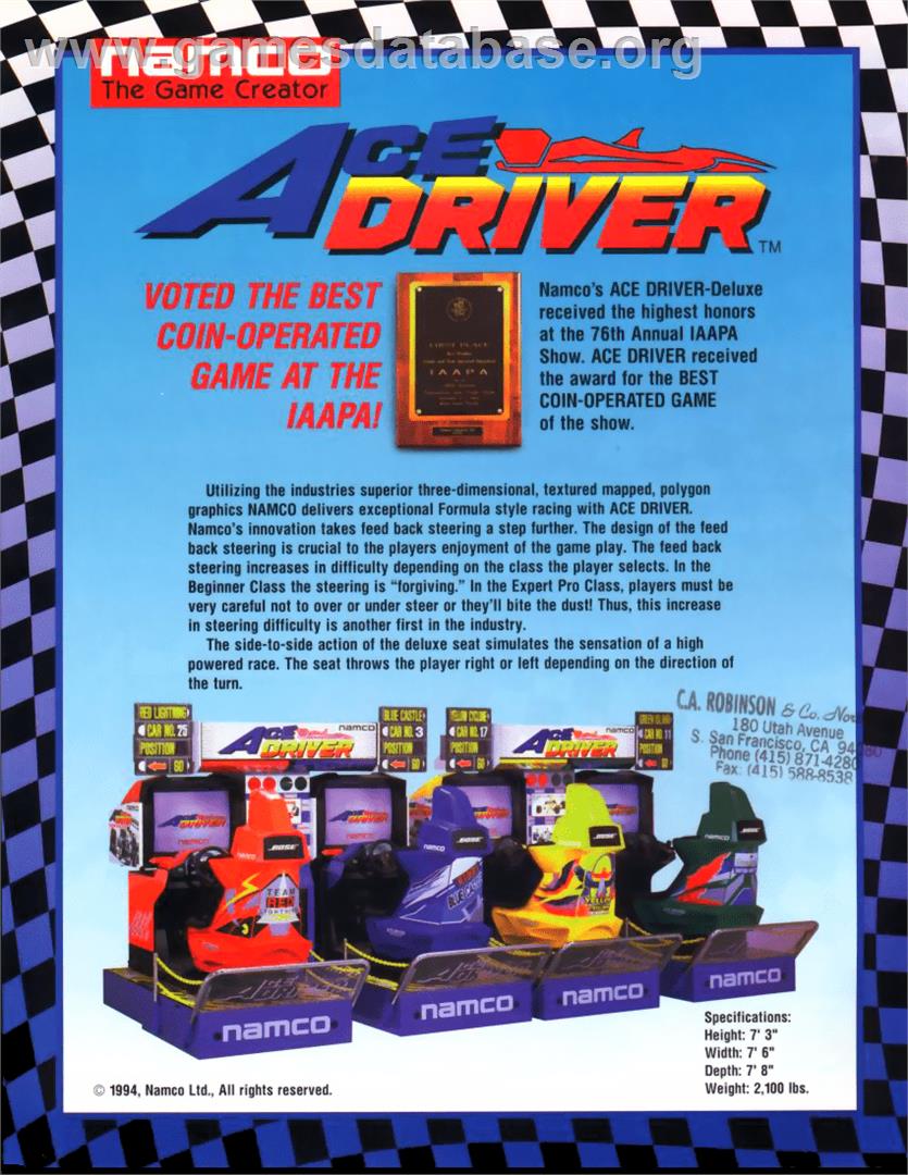 Ace Driver - Arcade - Artwork - Advert