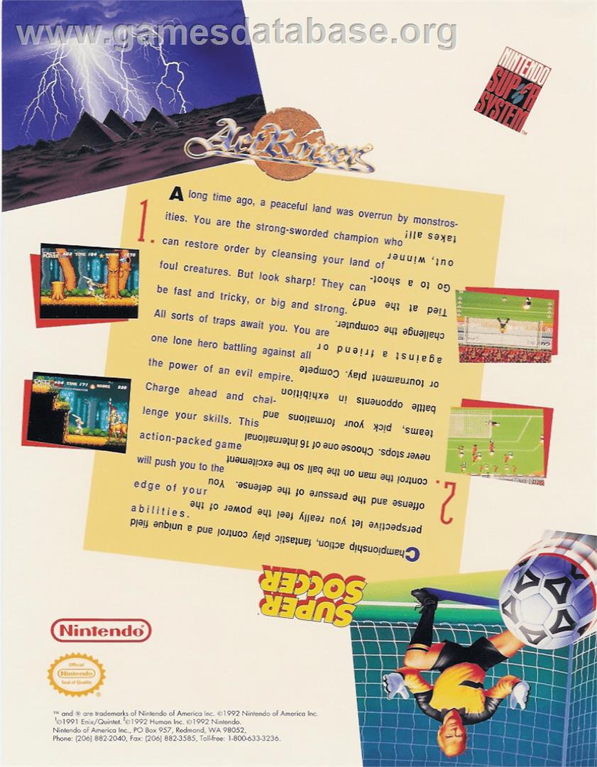 Act Raiser - Nintendo Arcade Systems - Artwork - Advert