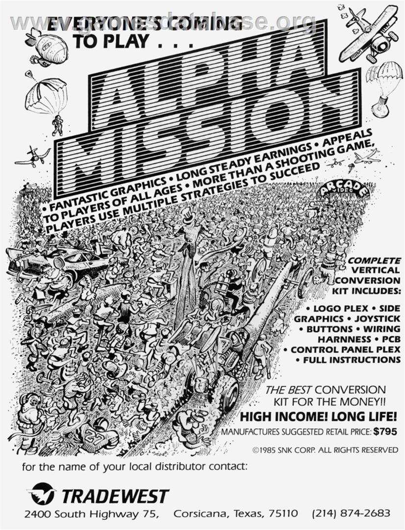 Alpha Mission - Arcade - Artwork - Advert