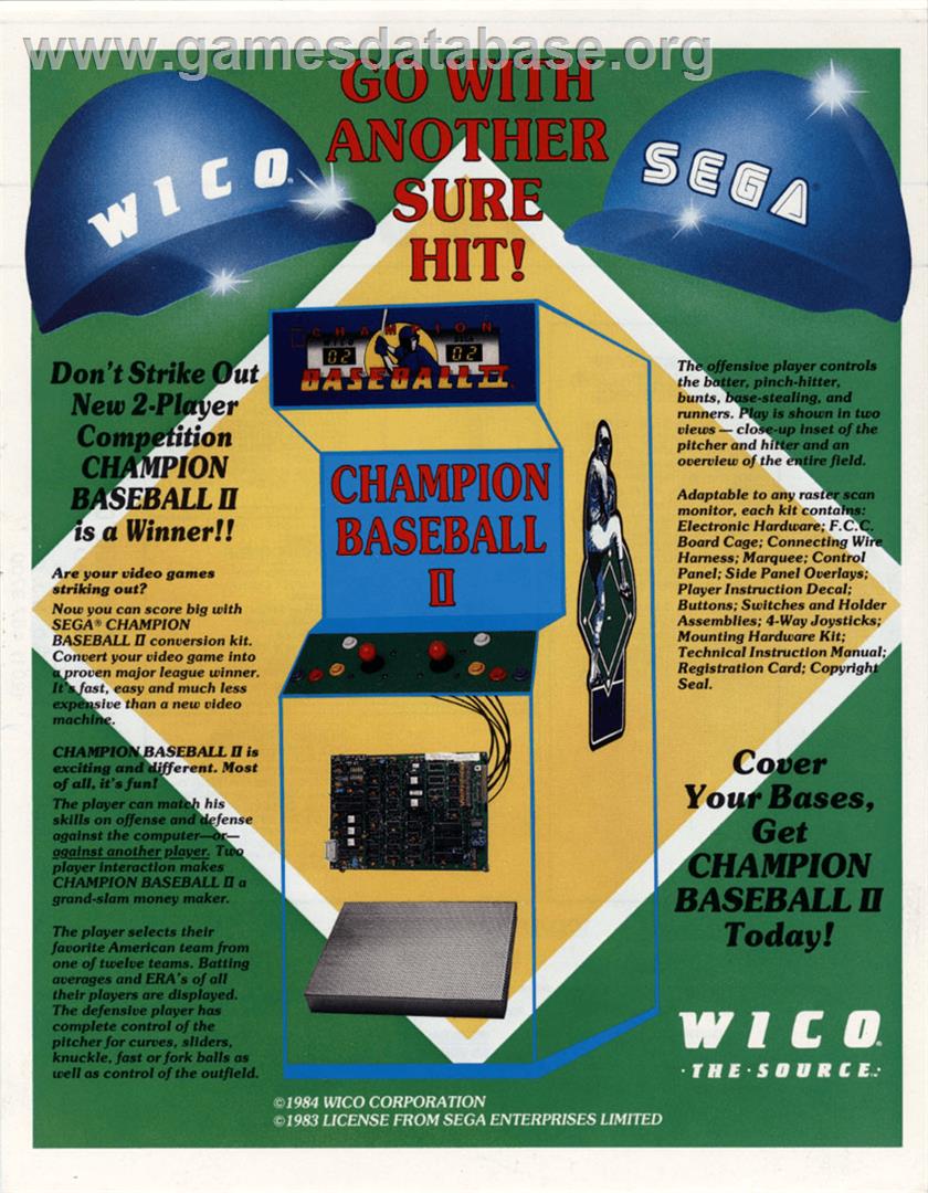 Champion Baseball II - Arcade - Artwork - Advert