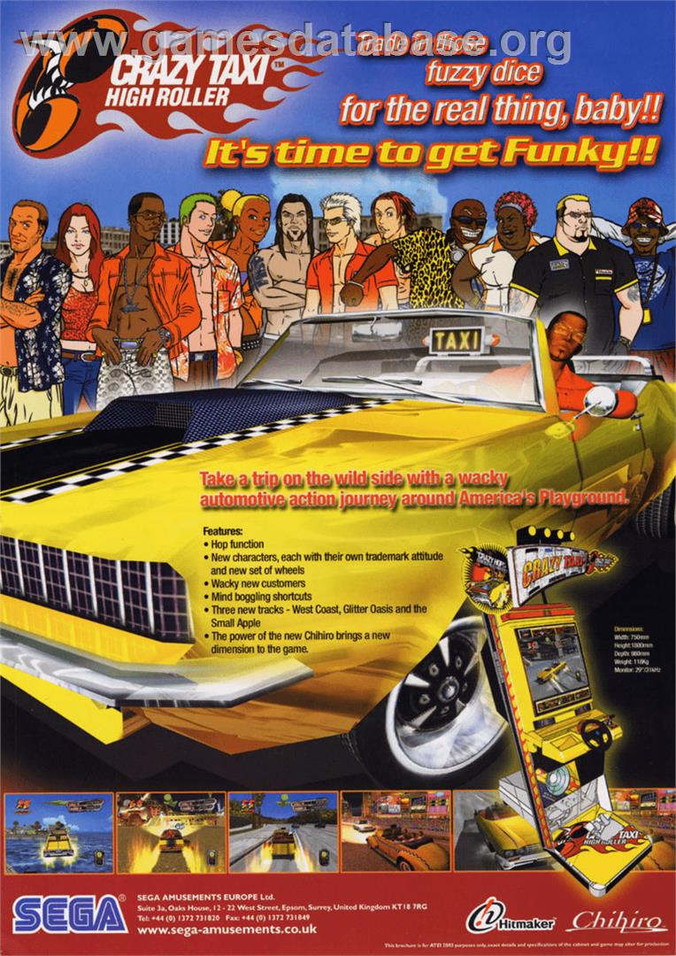 Crazy Taxi High Roller - Arcade - Artwork - Advert
