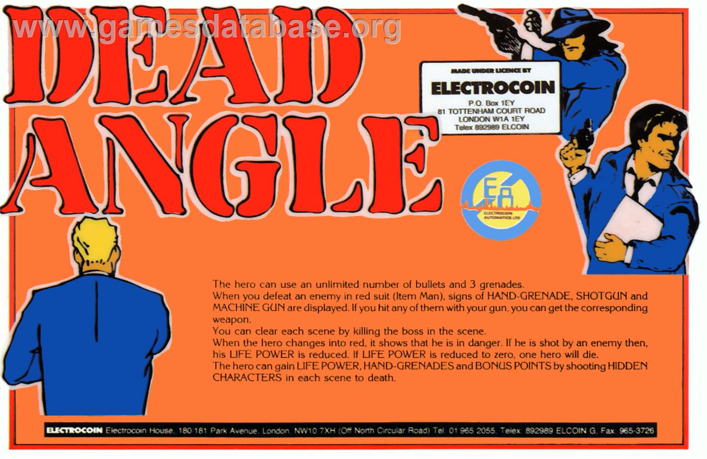 Dead Angle - Sega Master System - Artwork - Advert
