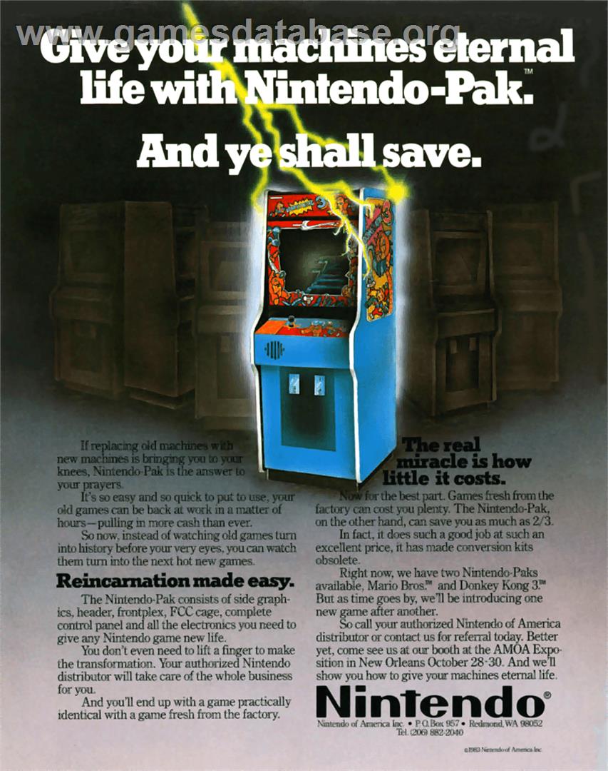 Donkey Kong 3 - Nintendo Arcade Systems - Artwork - Advert