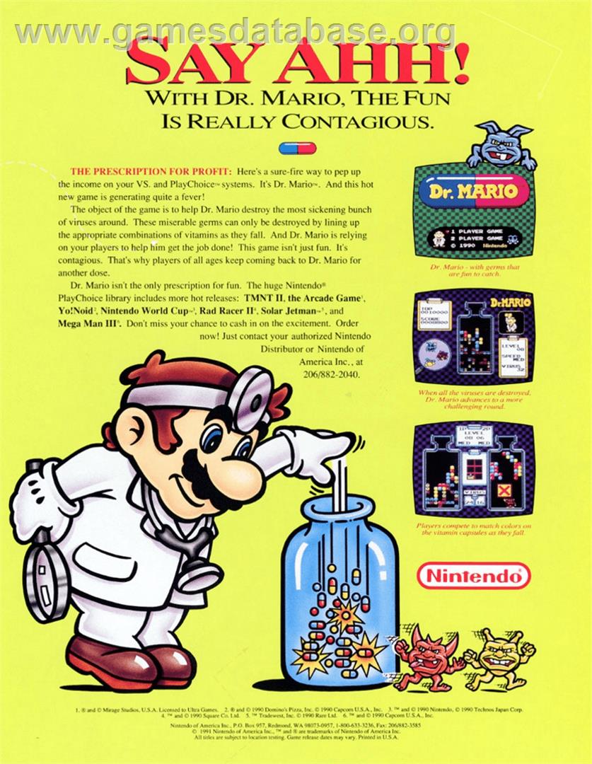 Dr. Mario - Nintendo Arcade Systems - Artwork - Advert