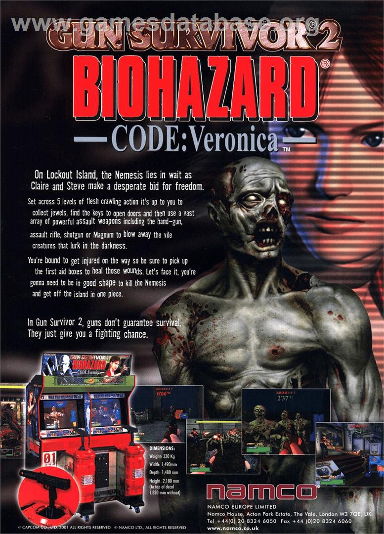 Gun Survivor 2 Biohazard Code: Veronica - Arcade - Artwork - Advert