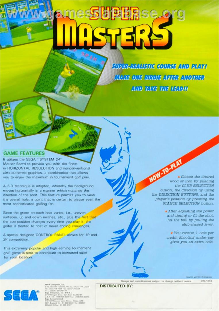 Jumbo Ozaki Super Masters Golf - Arcade - Artwork - Advert