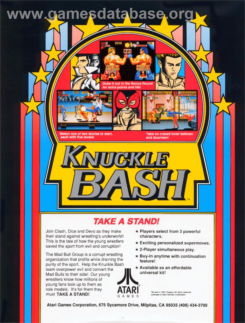 Knuckle Bash - Arcade - Artwork - Advert