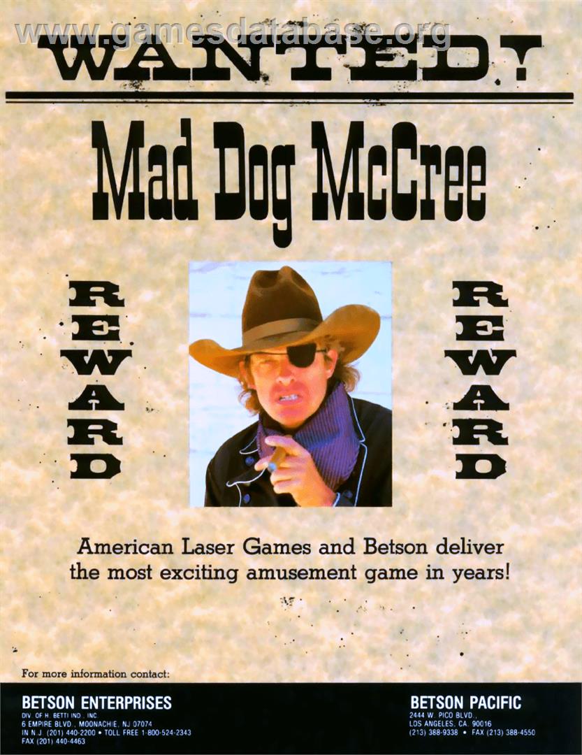 Mad Dog McCree v1C board rev.A - Arcade - Artwork - Advert