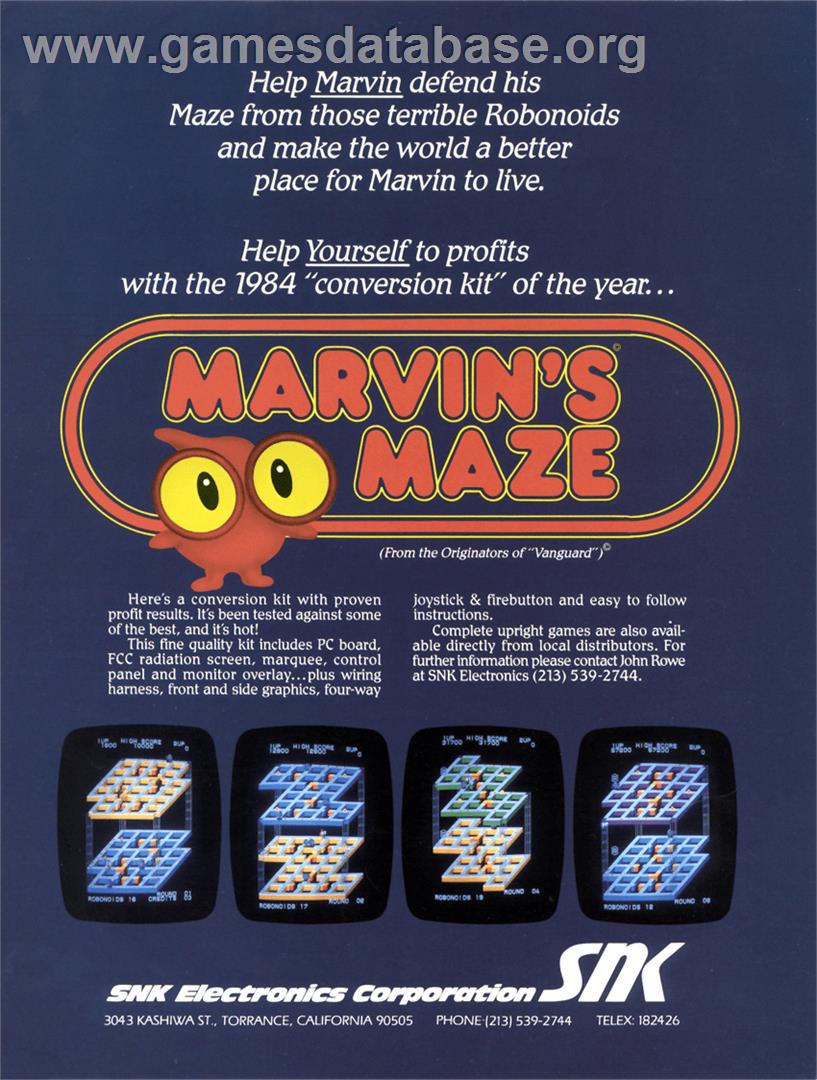 Marvin's Maze - Arcade - Artwork - Advert