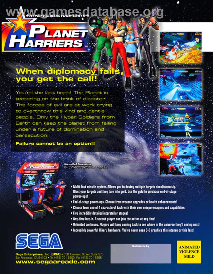 Planet Harriers - Arcade - Artwork - Advert