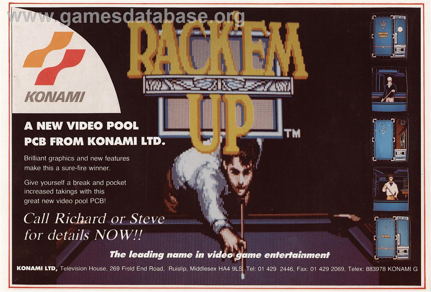 Rack 'em Up - Arcade - Artwork - Advert