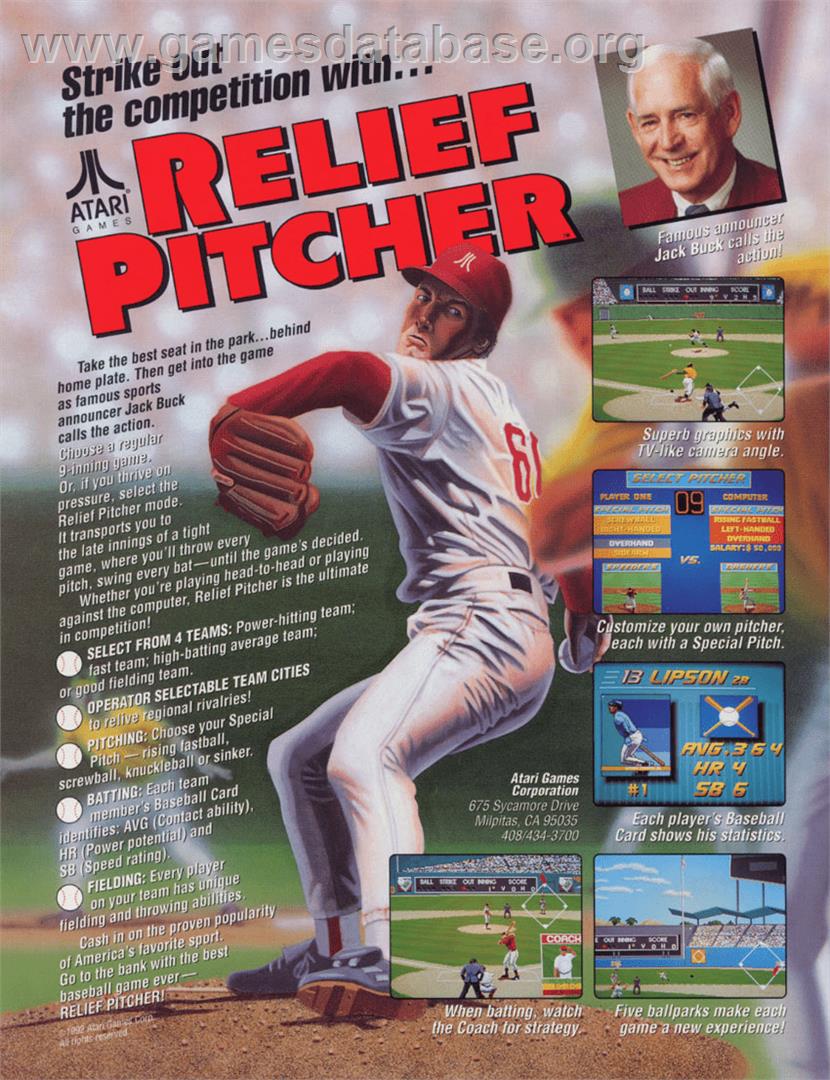 Relief Pitcher - Arcade - Artwork - Advert