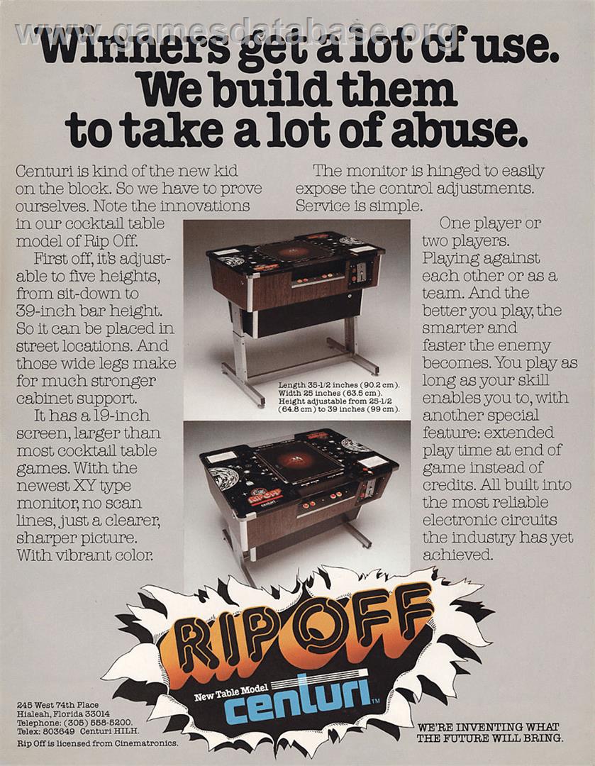 Rip Off - Arcade - Artwork - Advert