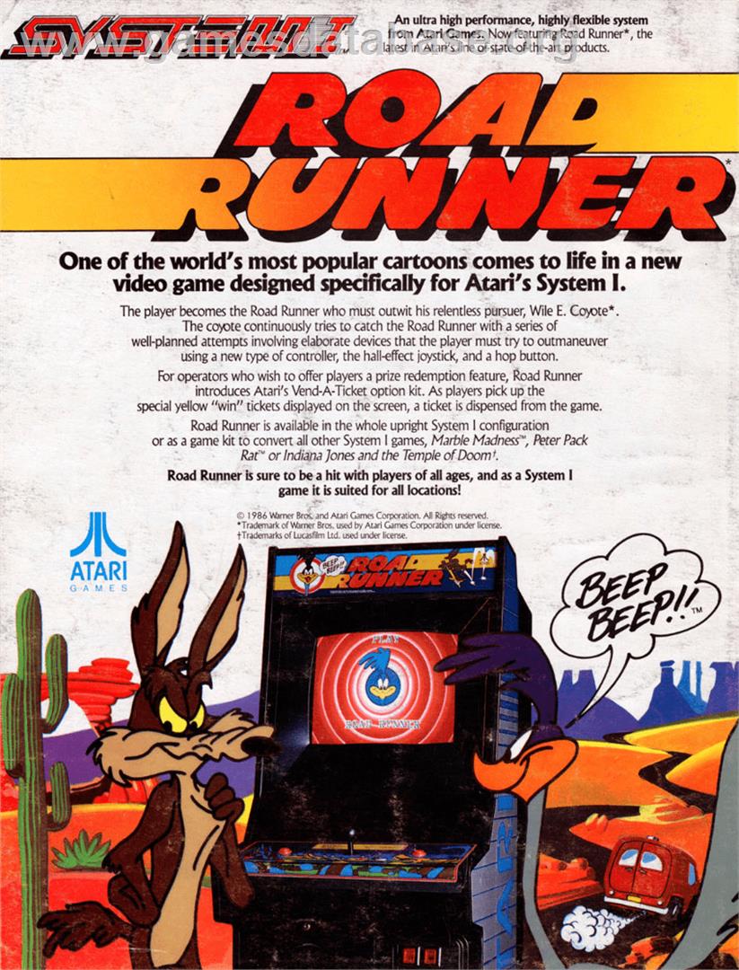 Road Runner - Arcade - Artwork - Advert