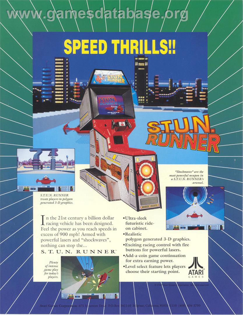 S.T.U.N. Runner - Arcade - Artwork - Advert
