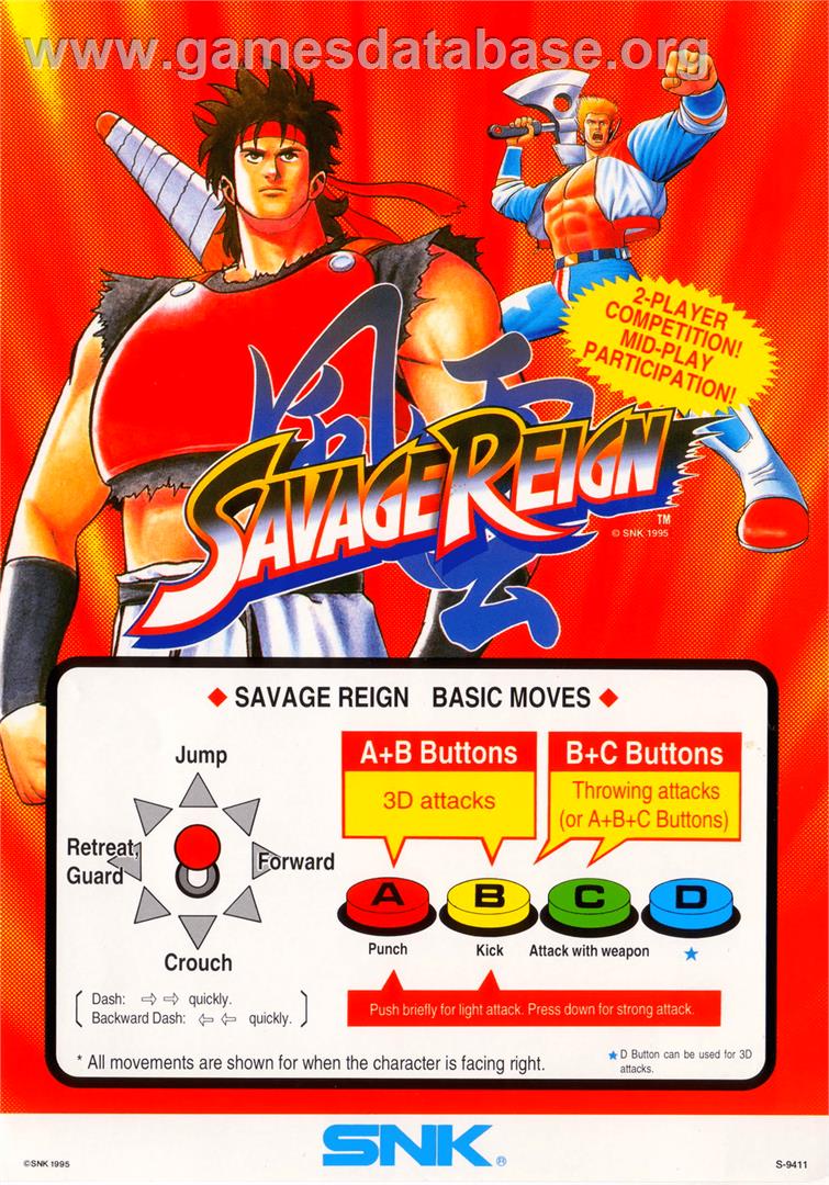 Savage Reign / Fu'un Mokushiroku - kakutou sousei - Arcade - Artwork - Advert