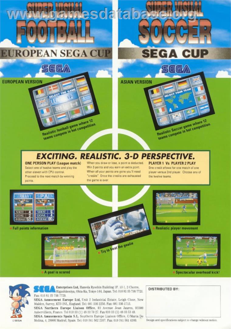 Super Visual Soccer: Sega Cup - Arcade - Artwork - Advert
