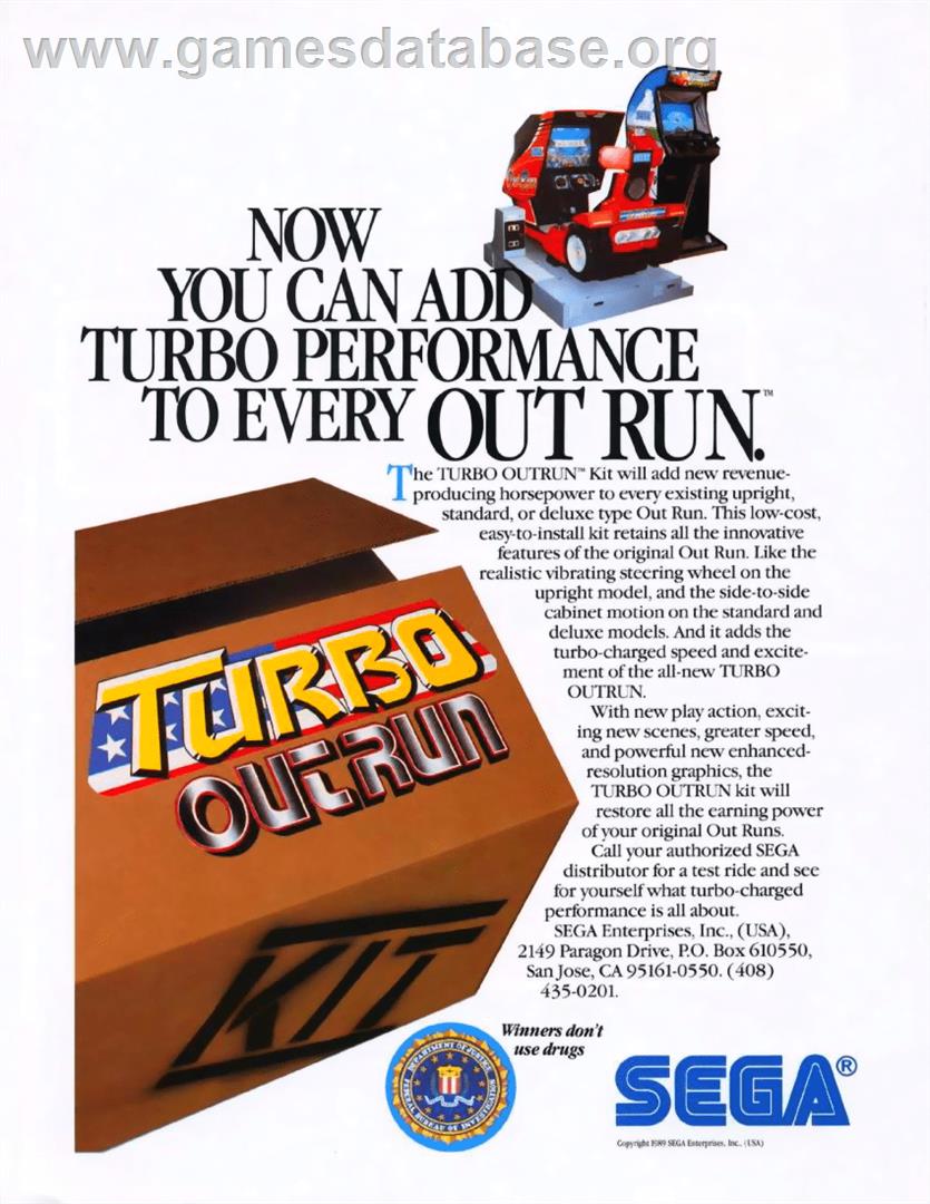 Turbo Out Run - Sega Genesis - Artwork - Advert